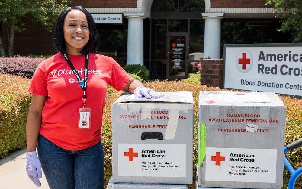 Red Cross volunteers at work